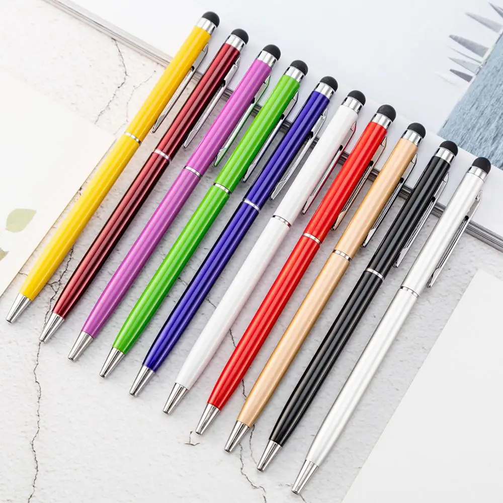 50Pcs/lot Universal 2 in 1 Touch Screen Stylus Ballpoint Pens for iPad iPhone Samsung Tablet / All Mobile Phones Customize logo