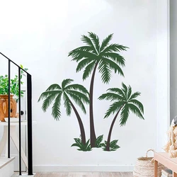 Grande adesivo da parete tropicale con palma per bambini soggiorno vacanze estive paesaggio spiaggia Palm Travel Wildlife Wall Decal Playroom