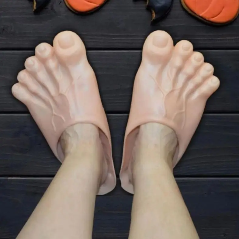 PVC Funny Bare Feet Slippers Bigfoot Shoes Toe Slides Flats Party Funny Sandals Scary for Adult Halloween Costume Accessories