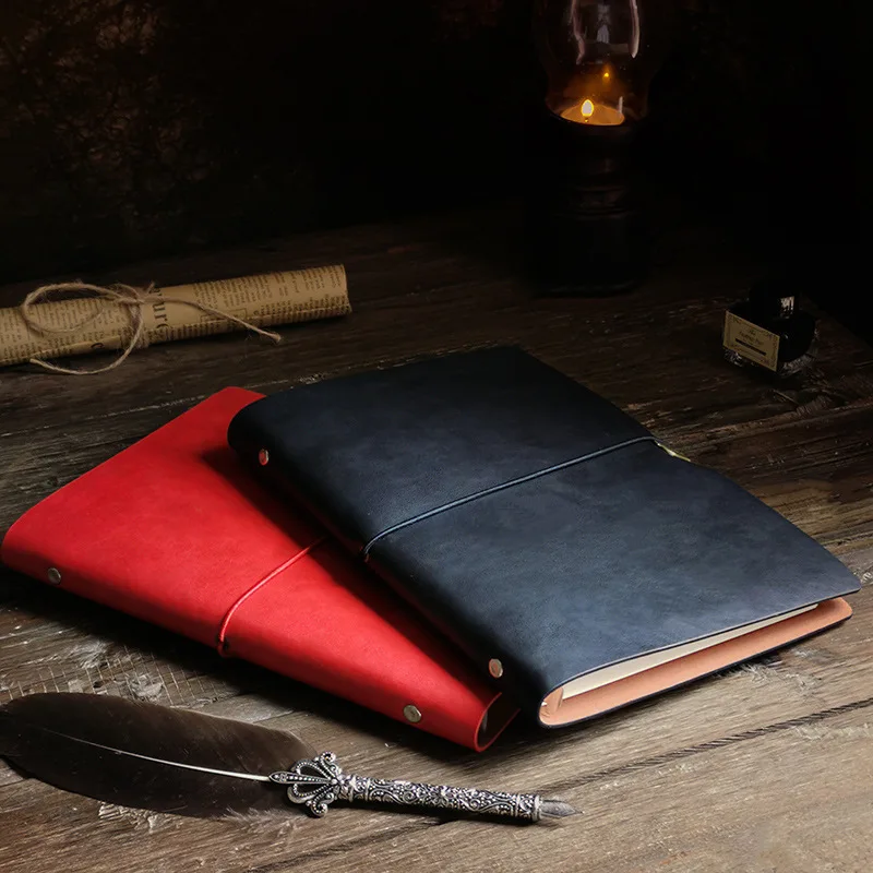 Vintage Notebook Notepad Soft Leather Binder Faux Leather Diary A6 Blank Kraft Paper Hand-written Ledger Notebooks Planner