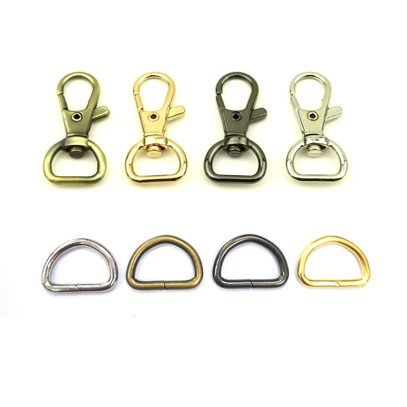 

100 sets 0.5 inch D-head inside wide Nickel Clip Snap Hook Swivel Trigger Bags Buckles DIY Strap Weebbing Hang Buckle