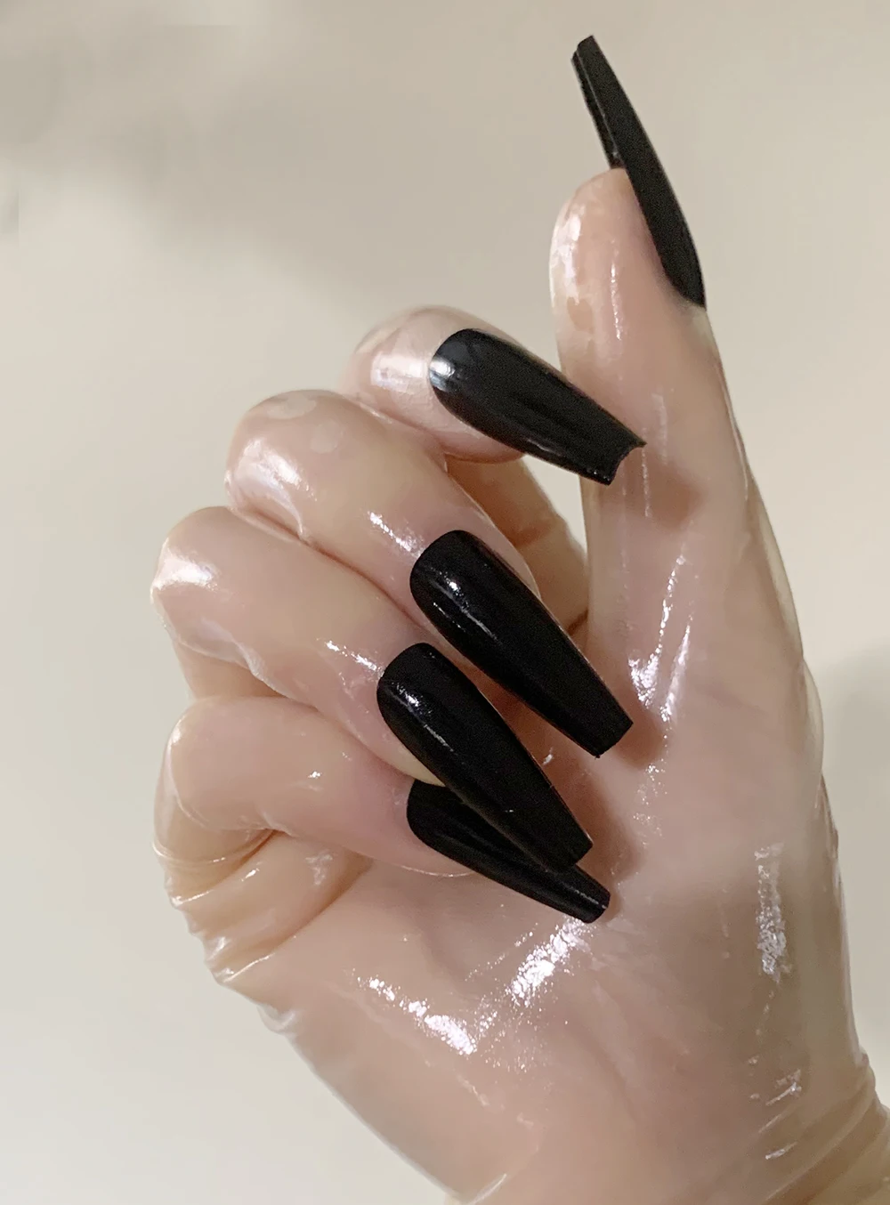 Crossdress-guantes transparentes brillantes al aceite para hombres y mujeres, látex súper fino, Zentai, uñas largas, fetiche, transparente, Cosplay,