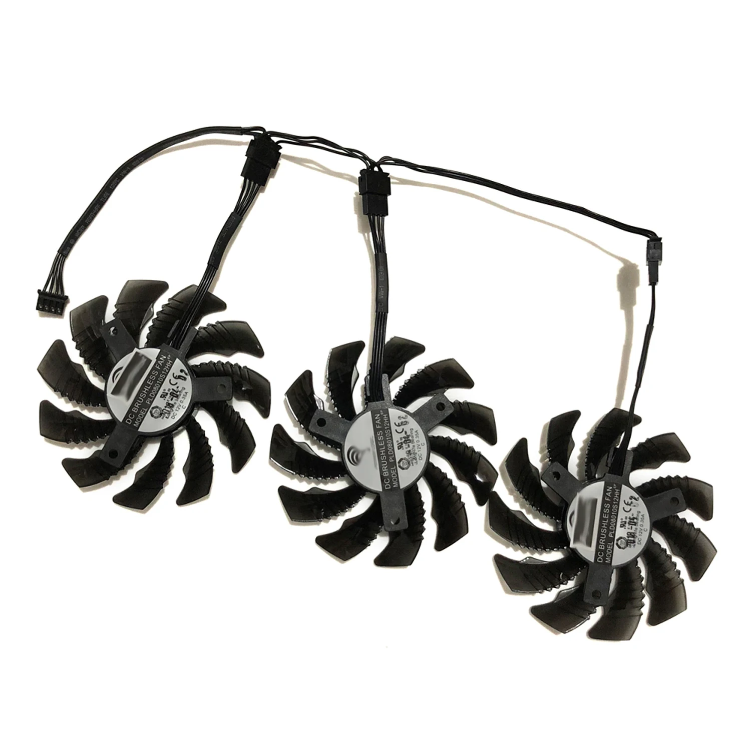 3Pcs/Set GPU VGA Video Fan,PLD08010S12HH,dla GIGABYTE GV-R9FURYWF3OC-4GD R9 FURY,dla GIGABYTE GTX 1080 G1 ROCK 8G,dla GIGABYTE GTX 1070 G1 ROCK 8G,Gigabyte P104-100 4G — zdjęcie 5