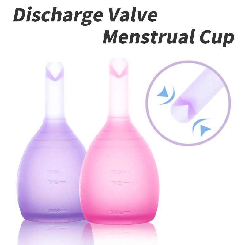 Women Menstrual Cup Lady Discharge Valve Menstrual Cup Medical Silicone Feminine Hygiene Cup For Lady Period Menstrual