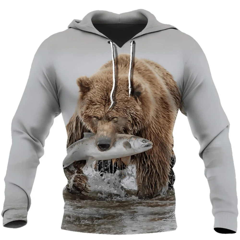 

Bear fishing Funny 3D Print Hoodies for men/women Harajuku Fashion Hooded Sweatshirt Autumn Casual hoodie sudadera hombre DLL124