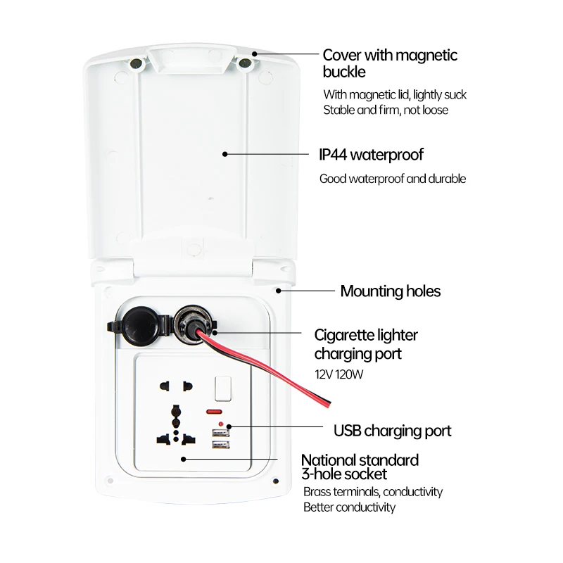 RV Modified Warehouse Door External Mains Borrowing Power Socket Door Waterproof 86 Boxes Borrowing Power Socket Door