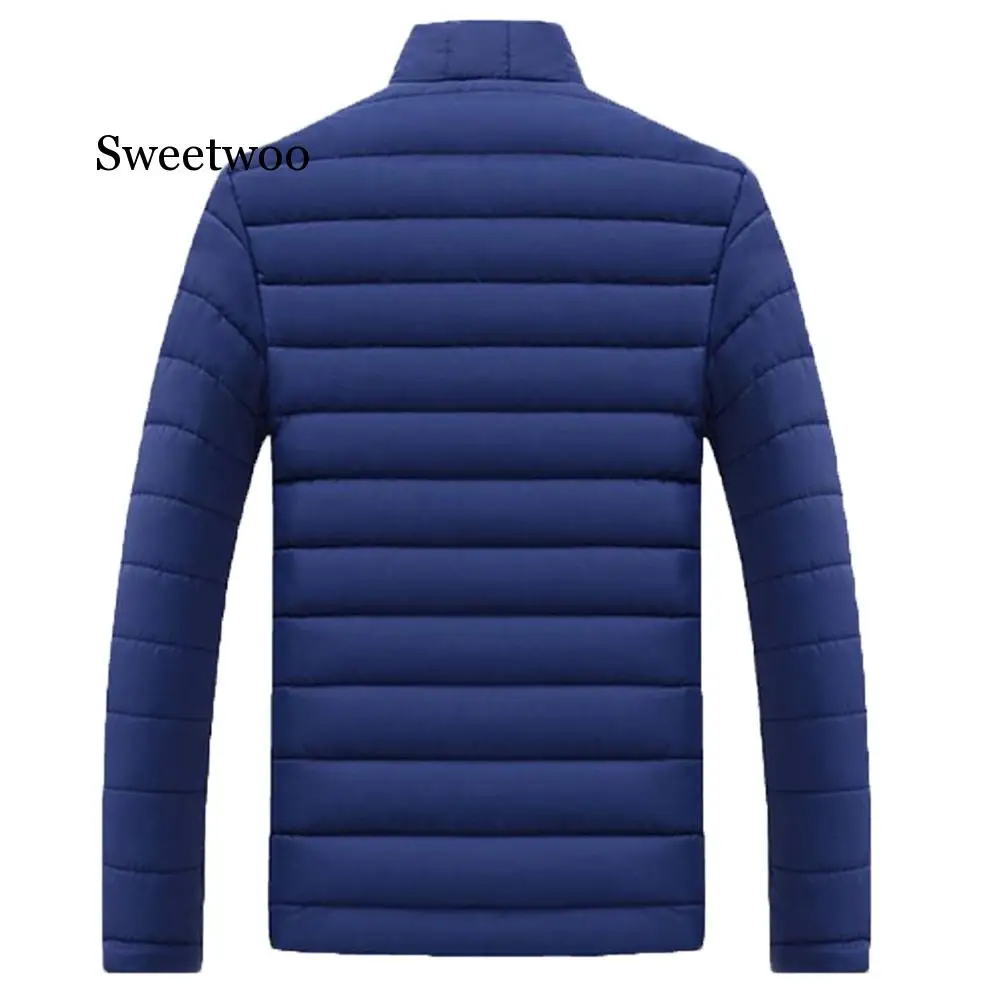 Chaqueta de algodón con cremallera para hombre, chaqueta cálida de manga larga con cuello levantado, informal, para negocios, talla grande, para invierno, novedad