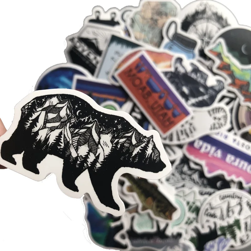 50 قطعة ملصقات السفر التخييم البرية مغامرة المشهد في الهواء الطلق ملصق لاصق لامع ورائع DIY بها بنفسك حقيبة الكمبيوتر المحمول موتور السيارة #3