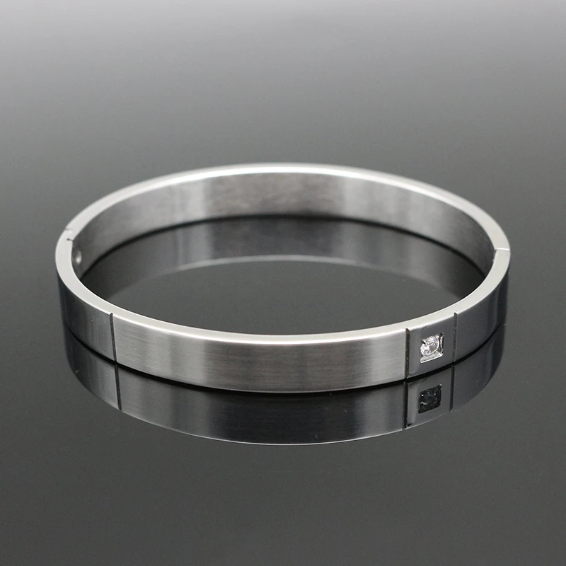 Top Quality Luxury 8MM Men Cuff Bracelet Stainless Steel Zircon Charm Bangle Bracelet For Men Simple Bracelet Fashion Jewelry