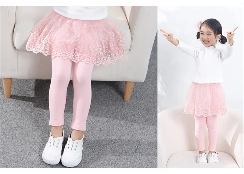 Mädchen Leggings Frühling Herbst Rock-Hose Spitze Prinzessin Kinder hose Kinder hose – Detail 2
