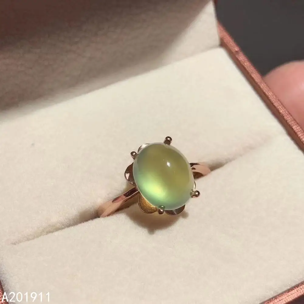 

KJJEAXCMY fine jewelry 925 sterling silver inlaid Natural Prehnite ring classic female support detection exquisite noble