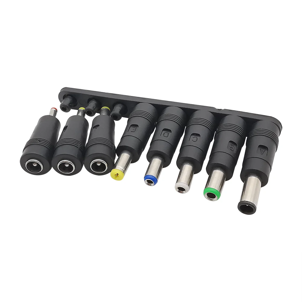 8Pcs/Set DC Connectors DC Power Supply 5.5 X 2.1mm Female Jack Adapter to DC Male Plug Tips Connector for Laptop Notebook