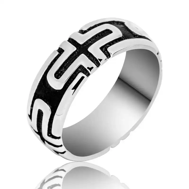 Silver Prophet Solomon's Seal Men's Ring - 925 Sterling Men's Jewelry Wedding Birthday Gift - Box - - Male - Fashion - Botiva - Size - Turkish - Patterned Embroidery