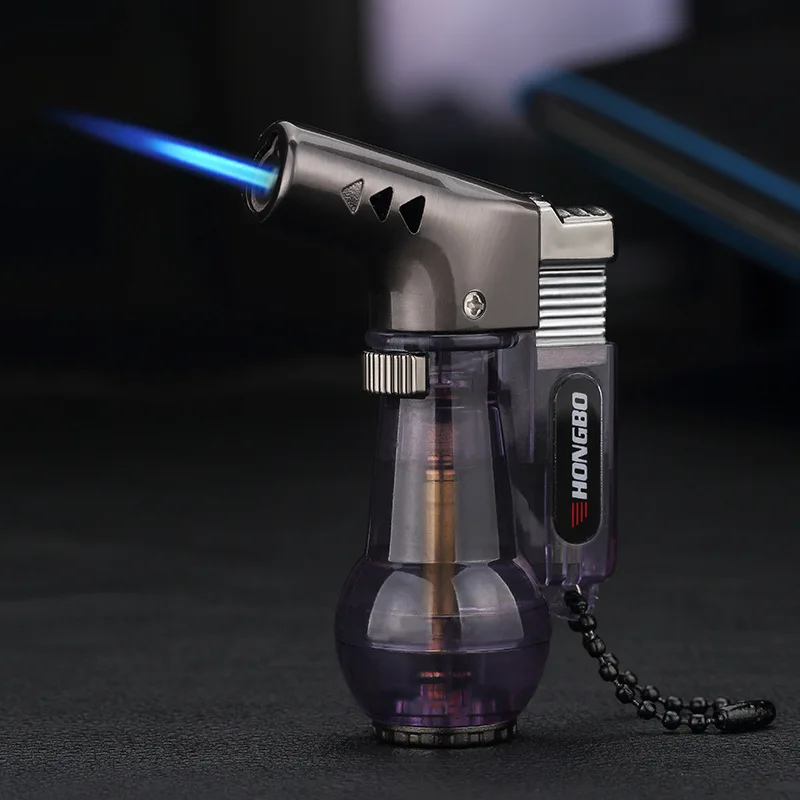 Cigar Lighter Torch Jet Lighter Butane Gas Refillable Fuel Visible Windproof Blue Flame Lighter for Smoking Kitchen Fireplace