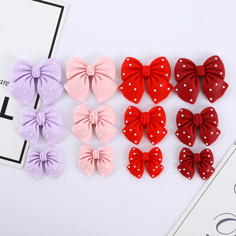 20Pcs carino Dot Bowknot resina artigianato fai da te clip di capelli per bambini collane cellulare Shell Patch accessori materiale decorativo