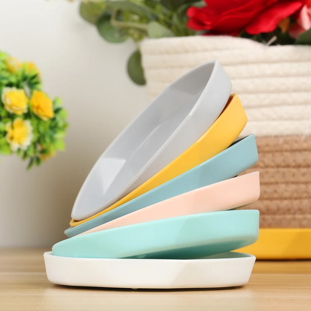 1 قطعة البلاستيك الملونة دائم الراتنج النبات الصحن بالتنقيط صواني صينية بلاستيكية الصحون داخلي في الهواء الطلق زهرة وعاء لوازم حديقة