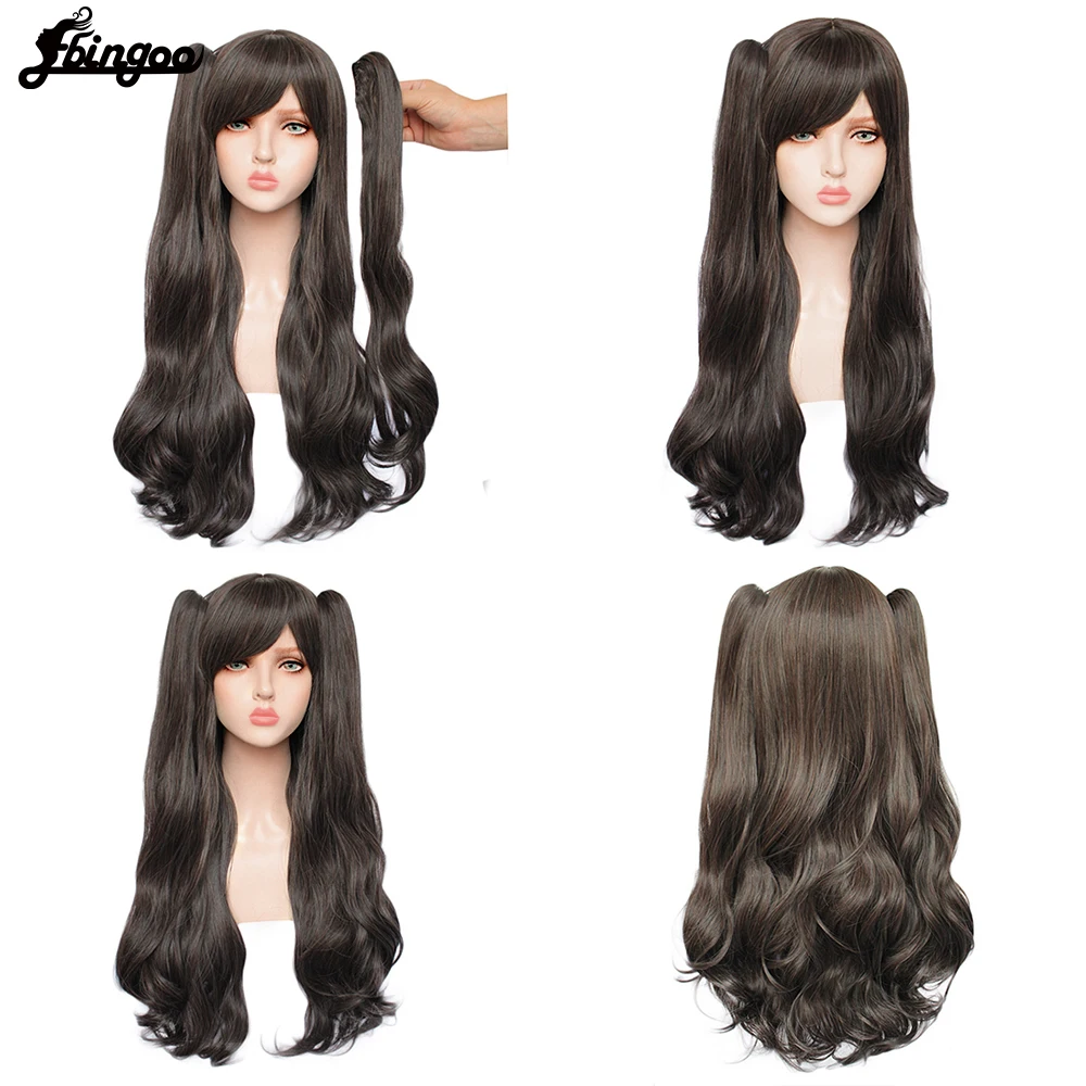 Ebingoo Tohsaka Rin Cosplay Wig Fate Grand Long Black Wave Hair Wig with Double Ponytail Synthetic Heat Resistant Fiber Wig