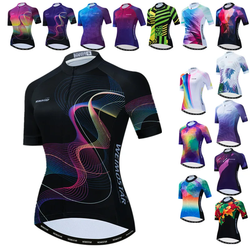 Weimostar Top Black Cycling Jersey Women's Colorful Bicycle Cycling Clothing Maillot Ciclismo Breathable MTB Bike Jersey Shirt
