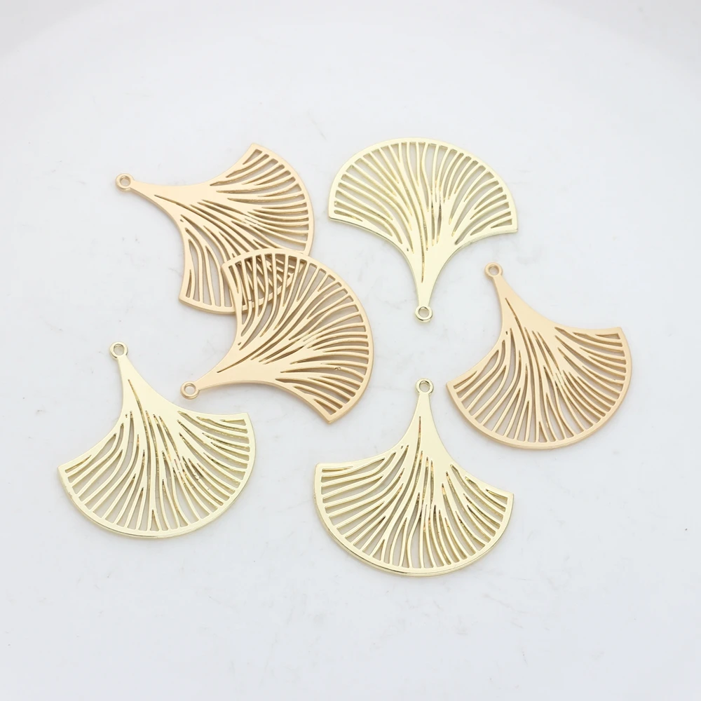 34mm 10pcs/lot Zinc Alloy Charms  Hollow Ginkgo Leaves Shape Charms For DIY Fashion Jewelry Making Finding Accessories