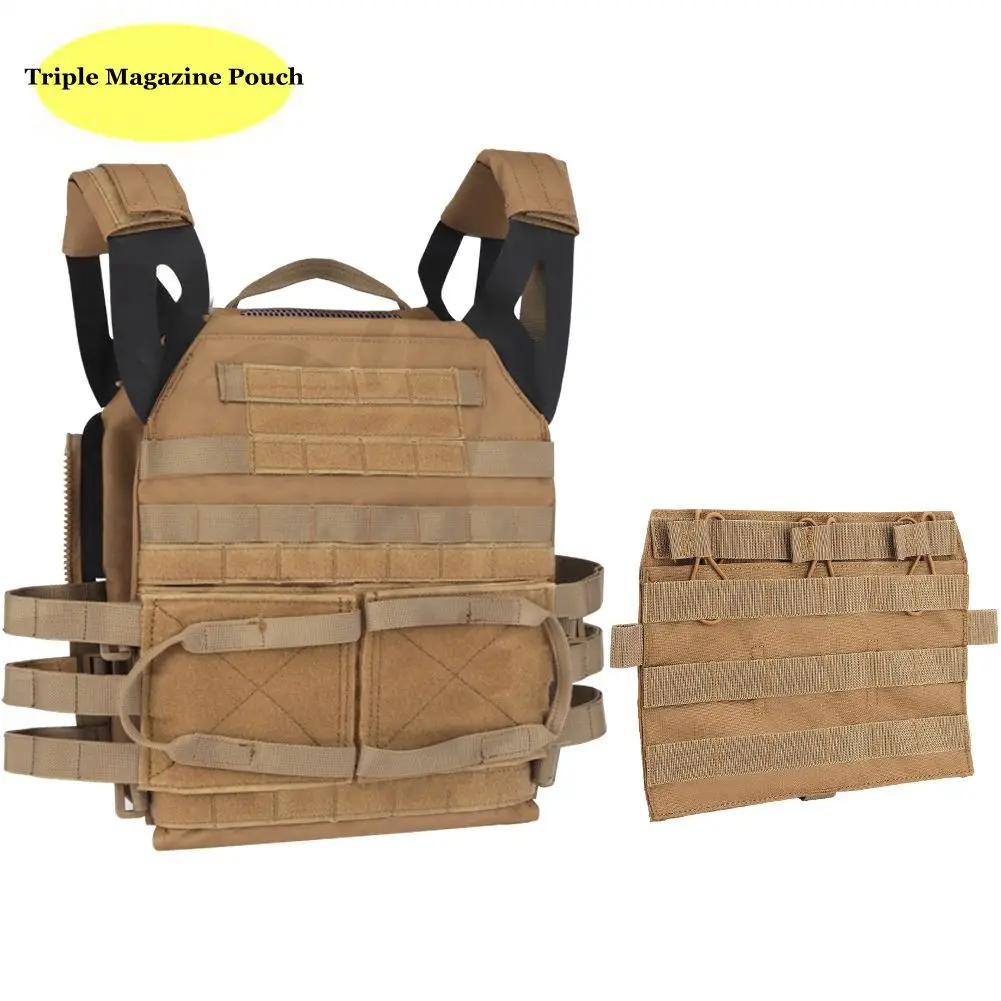 

Tactical Triple Magazine Pouch Rifle 5.56 M4 MOLLE Panel Flap Detatchable Front Plate 1000D JPC Vest Airsoft Hunting Accessories