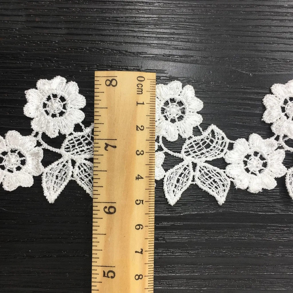 Hollow Leaves Flowers Embroidered Lace Fabric Trim Ribbons DIY Sewing Handmade Craft Materials