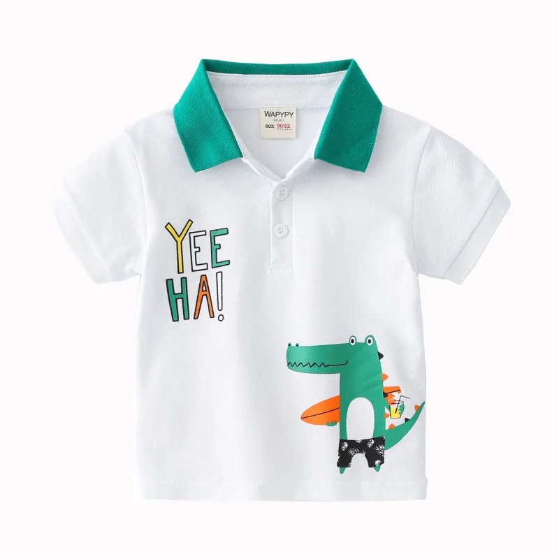 Lovely Dinosaur Boys Polo T-shirt Cotton Fashion Toddler Tops Tees Summer Breathabe Fabric Children\'s Shirt Kids Clothes