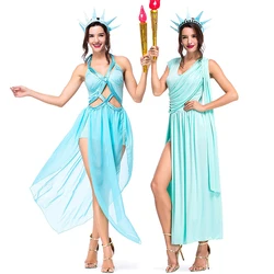 Carnival Halloween Lady Statue Of Liberty Costume Greek Robe Cosplay Party Fancy Dress