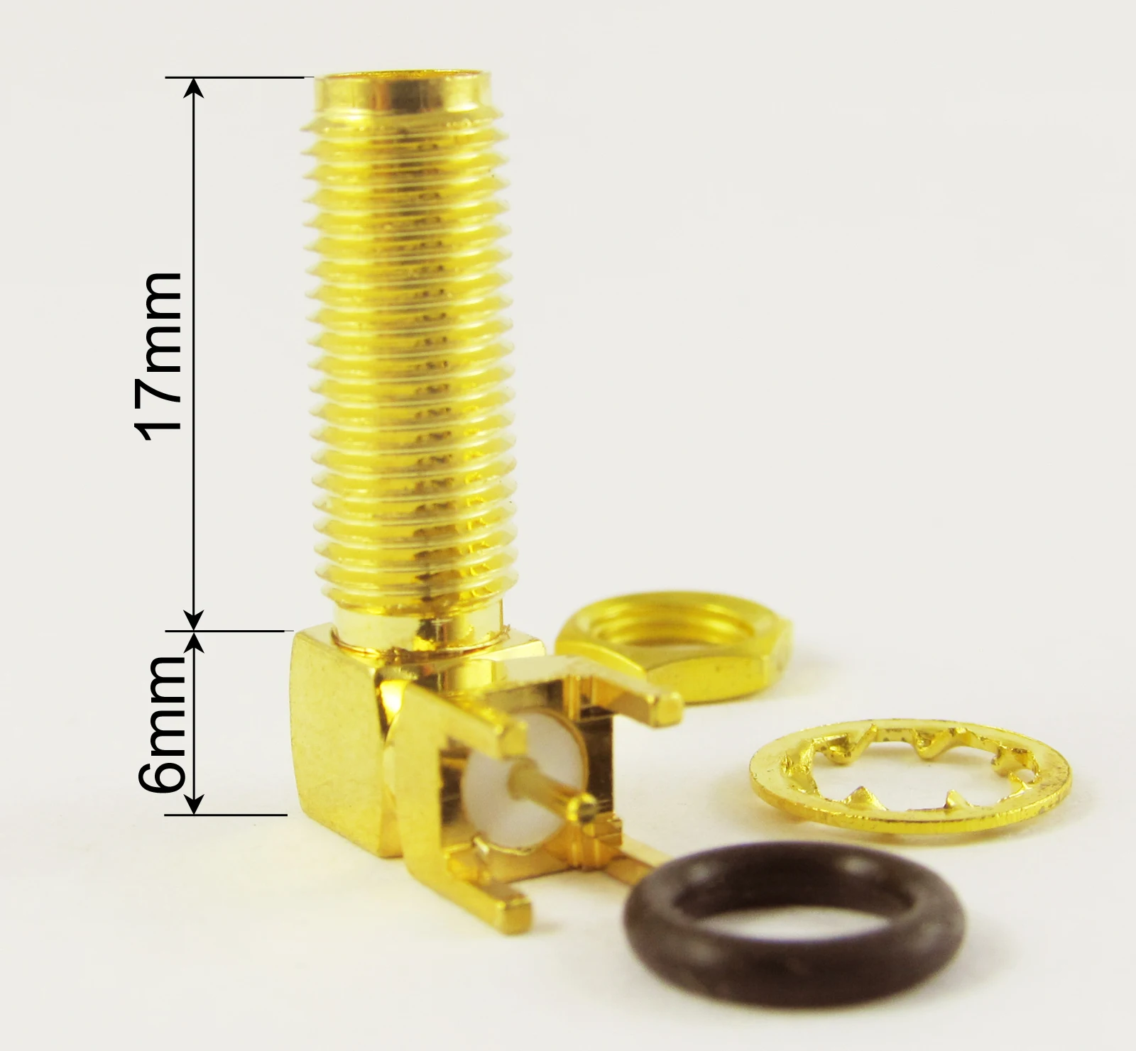 Junta tórica impermeable para montaje de placa PCB, conector hembra SMA de ángulo recto, tuerca de mampara, 1 unidad