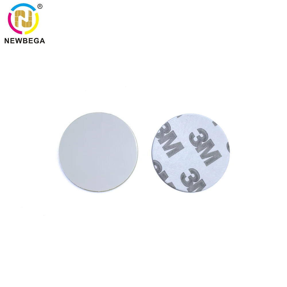 13.56mhz NFC Coin Disc Tags Ntag213/215 Chip PVC Coin Card with 3M Adhesive RFID Chip Sticker Tag 14443A