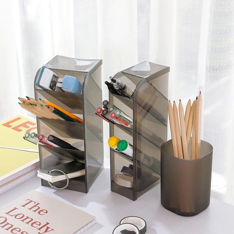 1pcs Creative Multifunctional Grid Desktop Organizer Pen Holder Makeup Storage Box School Office Accessories Stationery