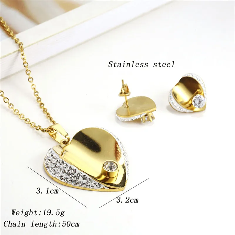 OUFEI Stainless Steel Jewelry Sets Heart Necklace Set Of Earrings For Women Jewellery Accessories Woman Vogue 2019