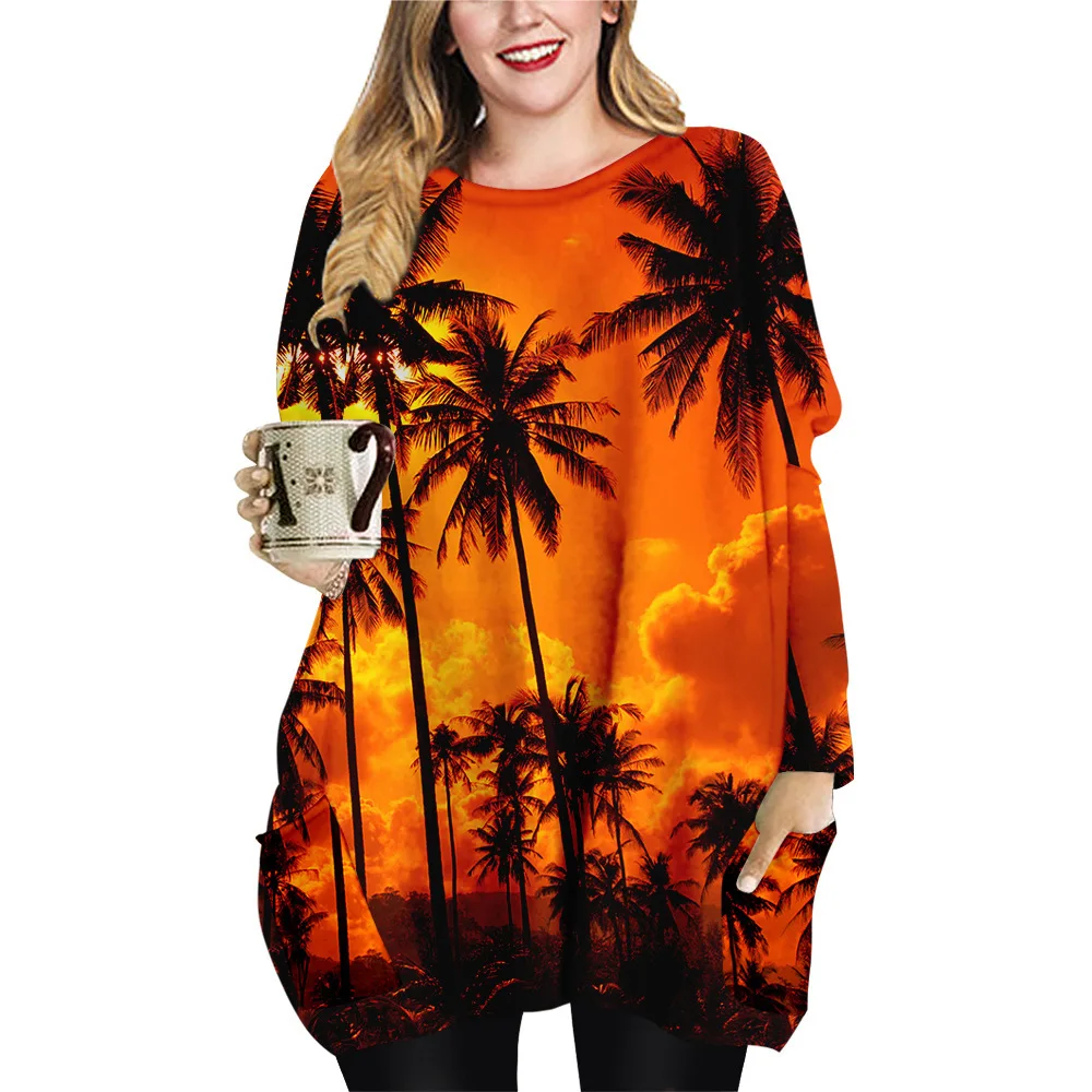 

Autumn Spring Women Dress Loose 3D Printed Mini Dresses Sexy O-neck Long Sleeve Ladies Dresses Beach Dress