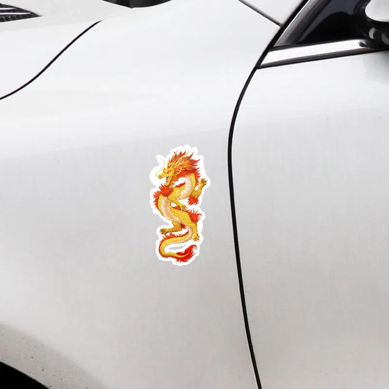 Fantasy Creature Decal Golden Loong Decoration Fashion PVC Car-styling Car Sticker 7CM*14.5CM