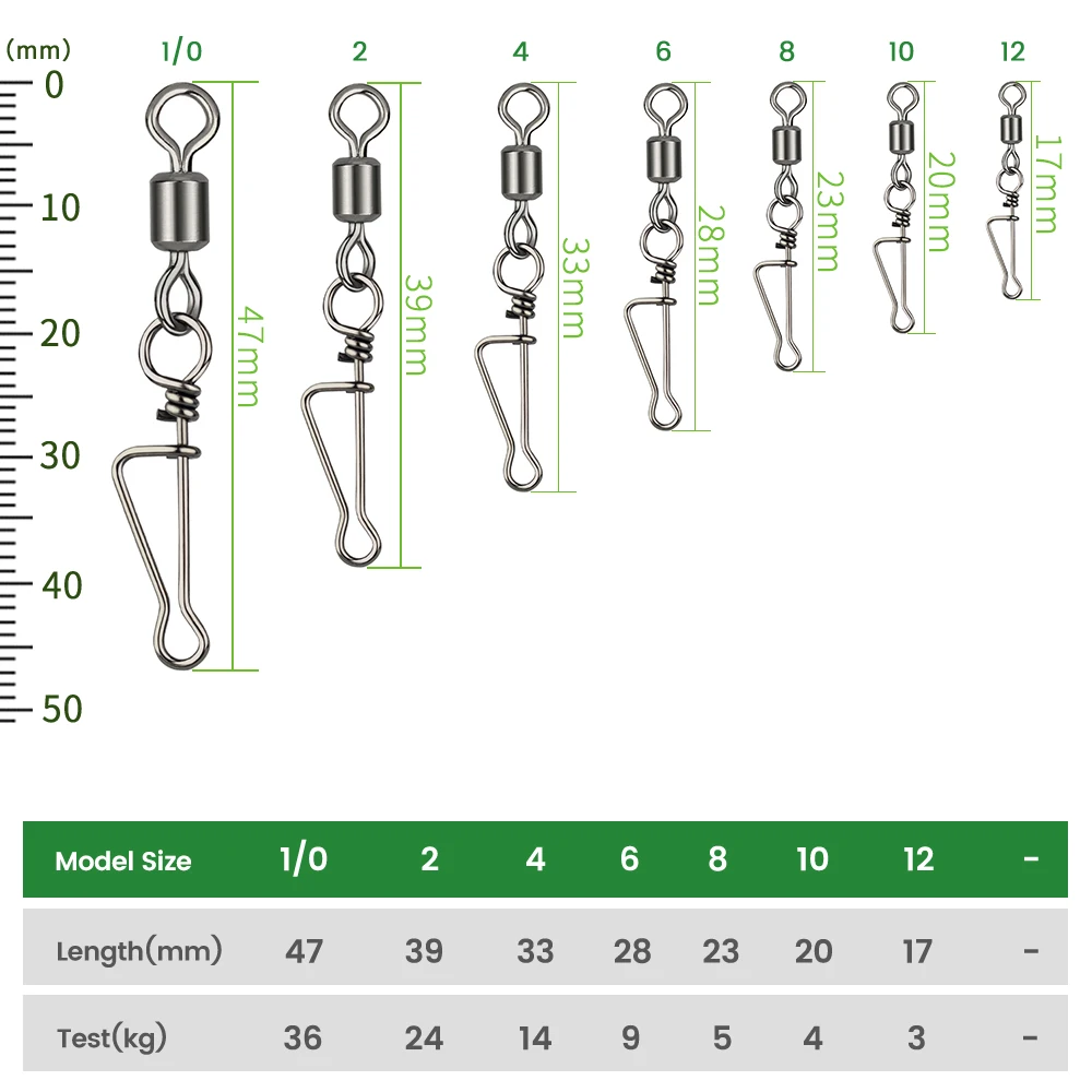 DNDYUJU 10pcs Fishing Connector Swivels Interlock Pin Rolling Swivel With Hooked Snap For Fishhook Lure Fishing Accessories