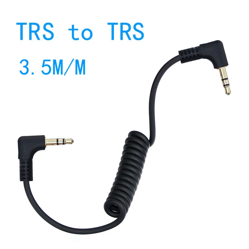 20cm 3.5mm Jack to Jack Coiled Audio AUX Cable Cord TRS to TRS Dual Right Angled  For Car Microphone to Camera RODE SC7 BOYA