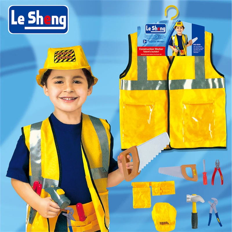 Halloween Kindergarten Engineer Costume Cosplay Play House Party Professional Uniform Set Teaching Aids for Preschool Children