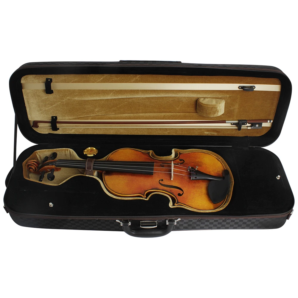 High-End 4/4 Violin Storage Case Box Gig Bag Violin Fiddle Accessories Adjustable Strap Musical Instrument Bag with Hygrometer