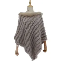 Poncho en Fourrure Naturelle de Lapin group pour Femme, Manteau Rond, Châle, Raton Laveur, Col, Cape, Vente en Gros