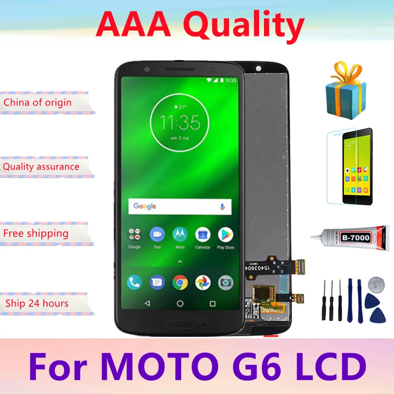 

5,7 "оригинальный для Moto G6 xt1950 XT1925-3 XT1925-5 ЖК-экран дигитайзер с заменой рамки для Motorola Moto G6 LCD