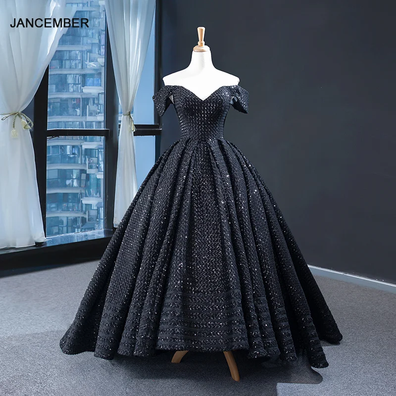 

J67005 new black evening dresses floor length detachable sleeves long evening gowns swollen pleat prom dress vestido largo noche