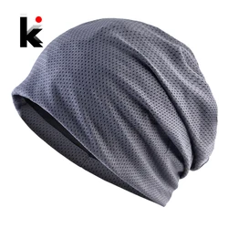 Oddychające czapki wiosenne Outdoor Casual Skullies czapki damskie letnia siatka cienka czapka Gorras jednokolorowa moda miękka czapka męska