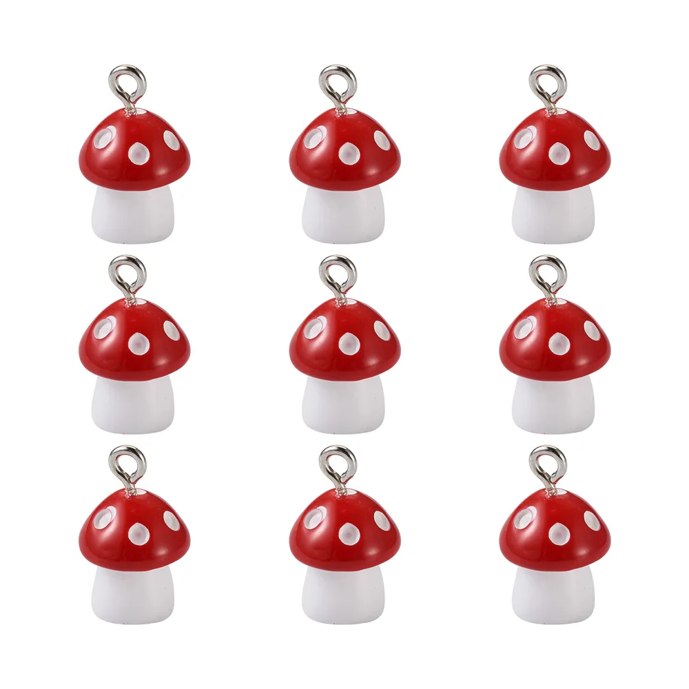 50 pc Cute Polka Dots Mushroom Pendants for jewelry making DIY Bracelet Necklace Earring Decor Crafts Accessories 17.5x11.5x12mm