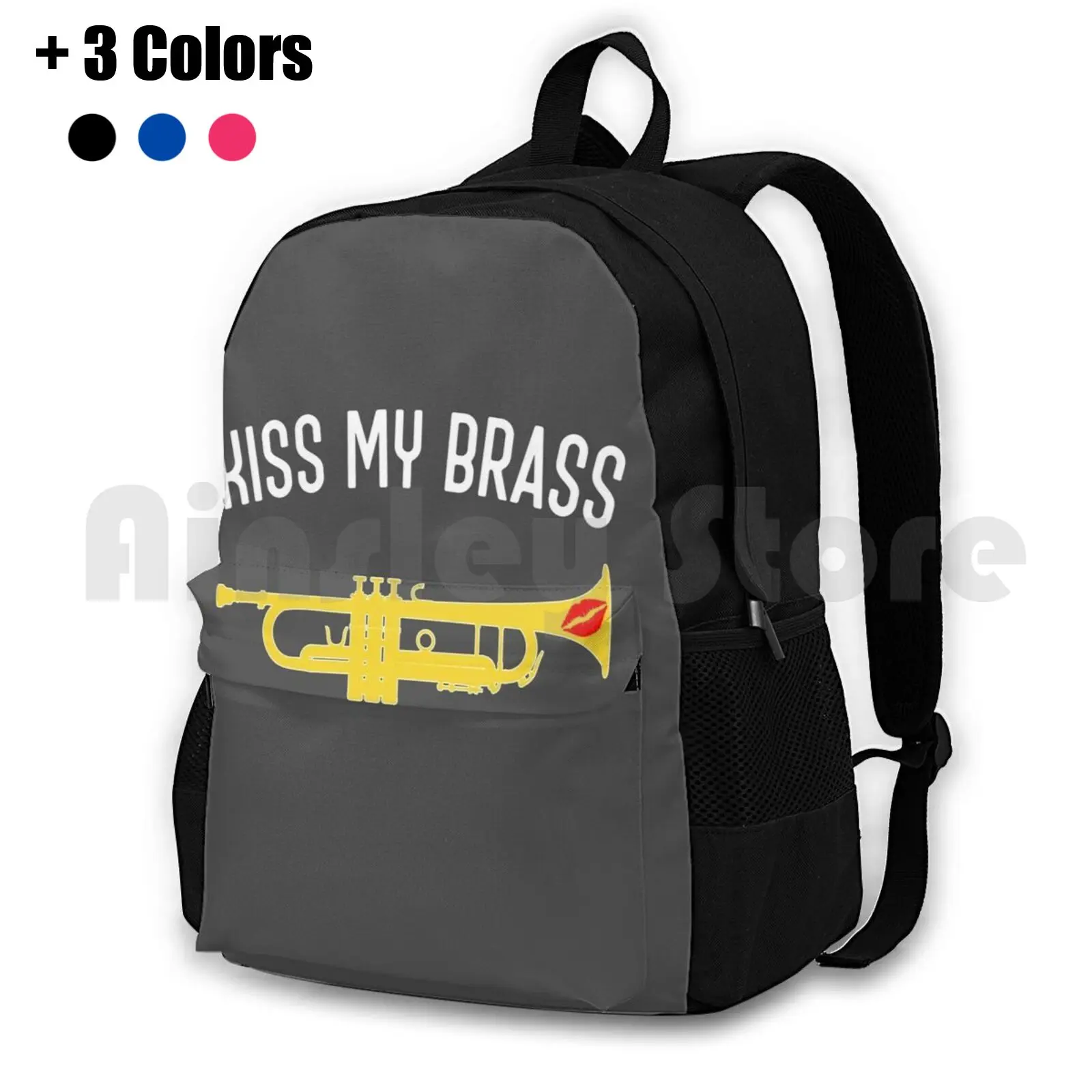 Funny Trumpet Gift , Marching Band , Concert Band-Kiss My Brass Outdoor Hiking Backpack Riding Climbing Sports Bag Trumpet