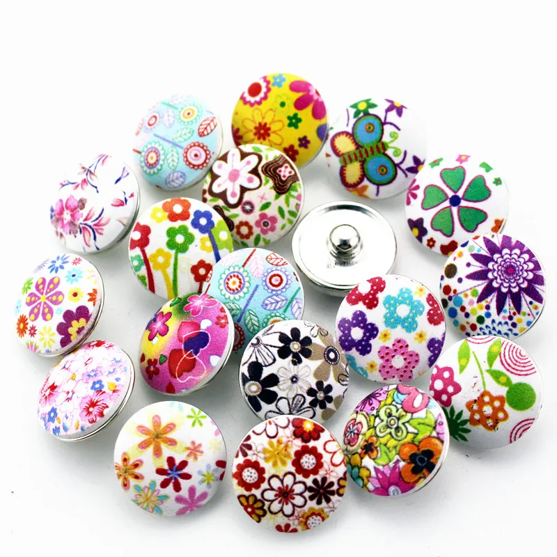 

New 50pcs/lot Mix Painted Flowers Snap Buttons Fit 18mm Glass Buttons Snap Jewelry Bracelets&Bangles Diy Snap Jewelry