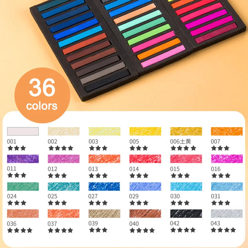 12/24/36/48 Colors Soft Pastel Set Square Pastels Chalks Artist Pastel Set Chalk Color Crayon Brush Stationery For Students