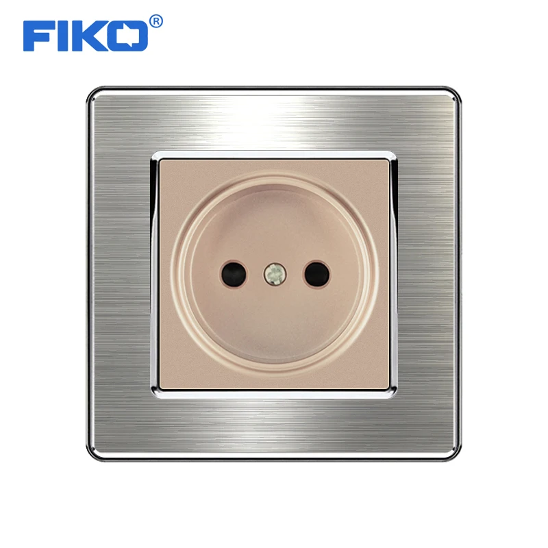 

FIKO EU/Russia family hotel socket wall electric socket，16A Household Champagne gold stainless steel panel Standard 86*86mm