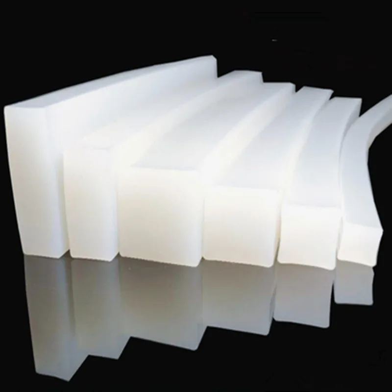 Custom Solid Silicone Rubber Strip Flat Bar Light Box Seal Strip High Temperature Heat Resistance Strip Transparent