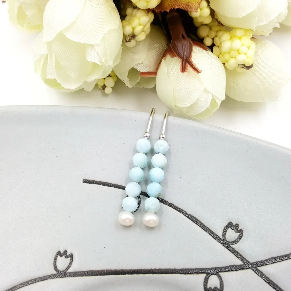 

Lii Ji Blue Larimar Freshwater Pearl 925 Sterling Silver Earrings Women Fashion Daily Jewelry