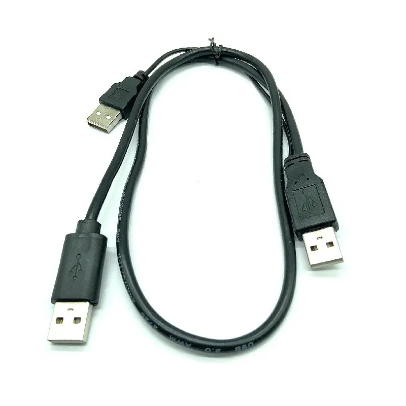 USB 2.0 Type A Male to Dual USB A Male Y Splitter Cable Cord Black 70cm