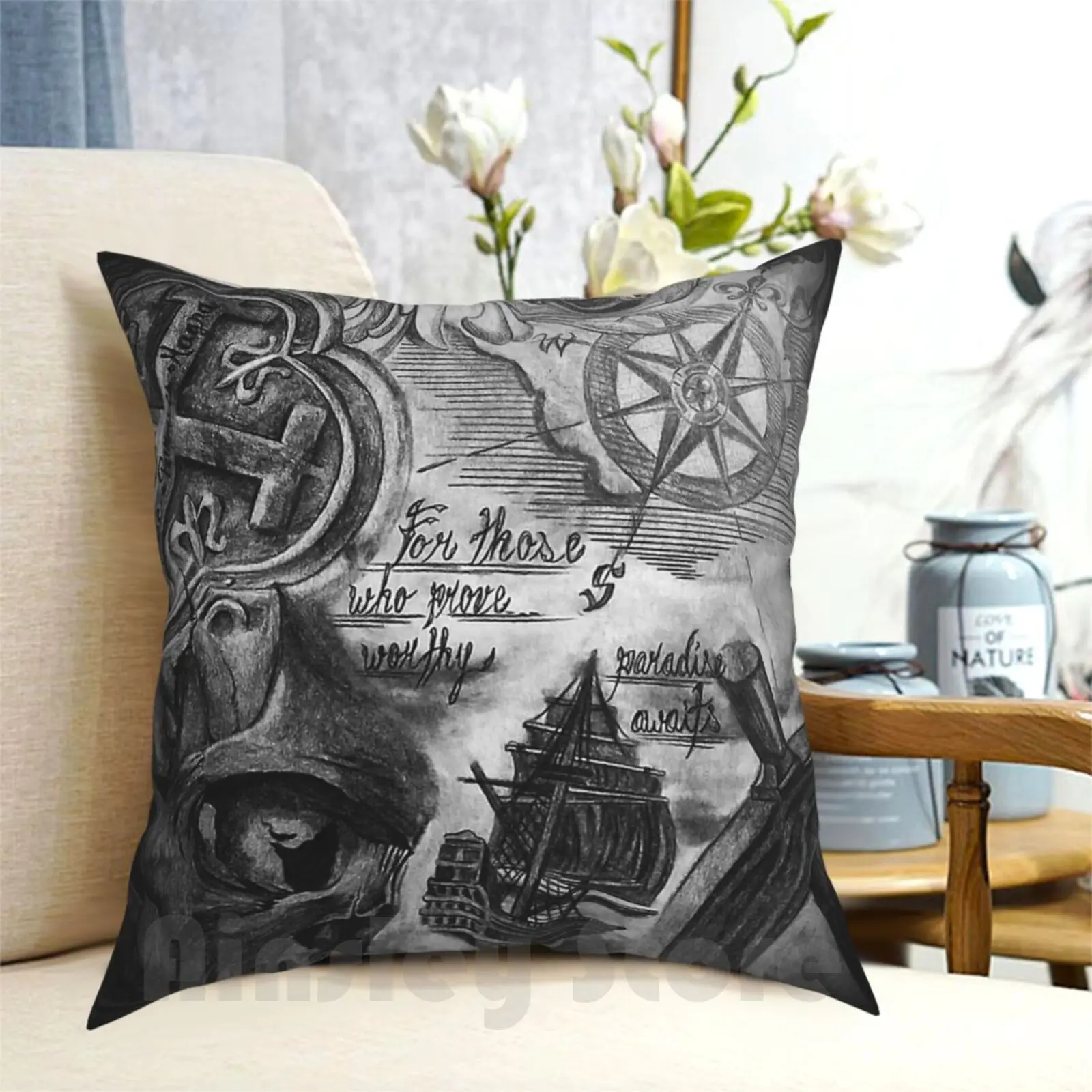 Pirate Era Sic Parvis Pillow Case Printed Home Soft DIY Pillow cover Pirates Goonies Skull Cross Bones Swords Gold Players